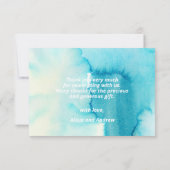 Aquarelle bleu Turquoise Palm Tree MERCI (Dos)