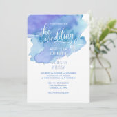 Aquarelle Bleu Turquoise Violet Mariage Invitation (Debout devant)