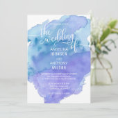 Aquarelle Bleu Turquoise Violet Mariage Invitation (Debout devant)
