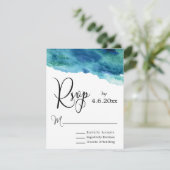 Aquarelle bleu vert Aqua Mariage moderne RSVP 2 (Debout devant)