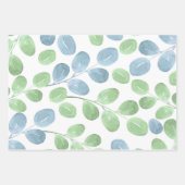 Aquarelle bleu vert Motif feuille ronde (Devant 2)