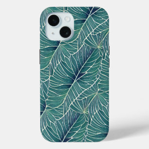 Aquarelle Bleu Vert Turquoise Tropical Feuille Mot