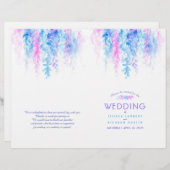 Aquarelle bleu vigne rose programme de mariage flo (Devant / Derrière)