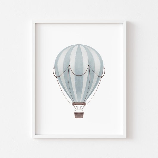 Aquarelle bleu vintage ballon à air chaud poster