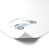 Aquarelle bleu vintage poster de voiturette de gol (Coin)