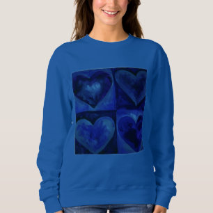 Aquarelle bleu violet Art Coeur Amour Sweatshirt
