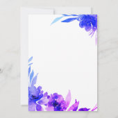 Aquarelle bleu violet Faire-part de mariage floral (Dos)