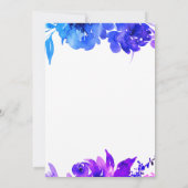 Aquarelle bleu violet Faire-part de mariage floral (Dos)