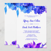 Aquarelle bleu violet Faire-part de mariage floral (Devant / Derrière)
