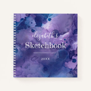 Aquarelle bleu violet Livre d'esquisse personnalis