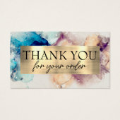 Aquarelle bleu violet merci carte de réduction (Devant)