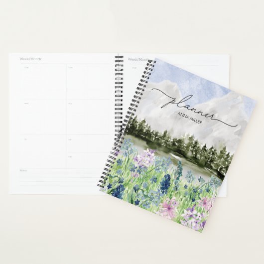 Aquarelle Bleu violet Meurtre de fleurs sur la mon (Devant avec enveloppe)