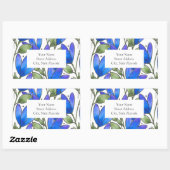 Aquarelle bleu violet Motif Étiquette (Feuille)