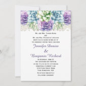Aquarelle bleu violet vert Succulents Invitation (Devant)