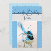 Aquarelle bleu Wren Invitation de fête d'anniversa (Devant / Derrière)