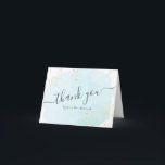 Aquarelle bleu x Merci Bat mitzvah or<br><div class="desc">Cette élégante et chic carte de remerciements bat mitzvah est ornée d'un arrière - plan blanc avec des touches de brosse bleu turquoise en aquarelle et des plaques de faux or. Customisez-le pour vos besoins. Vous pouvez trouver d'autres produits correspondants dans mon magasin.</div>