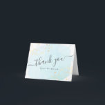 Aquarelle bleu x Merci Bat mitzvah or<br><div class="desc">Cette élégante et chic carte de remerciements bat mitzvah est ornée d'un arrière - plan blanc avec des touches de brosse bleu turquoise en aquarelle et des plaques de faux or. Customisez-le pour vos besoins. Vous pouvez trouver d'autres produits correspondants dans mon magasin.</div>