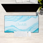 Aquarelle bleue Abstraite personnalisée Grand ordi