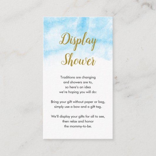 Aquarelle bleue | Afficher la carte Baby shower (Devant)