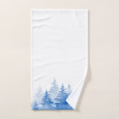 Aquarelle bleue Arbres À feuillage persistant (Serviette à main)