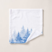 Aquarelle bleue Arbres À feuillage persistant (Gant de toilette)