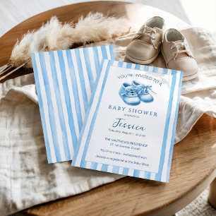 Aquarelle bleue Baby Bootie Baby shower Invitation