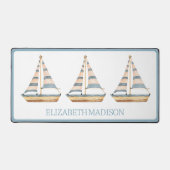 Aquarelle Bleue Bleu Bande Voilier (Recto)