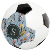 Aquarelle Bleue Bohème Floral Monogramme (3/4)