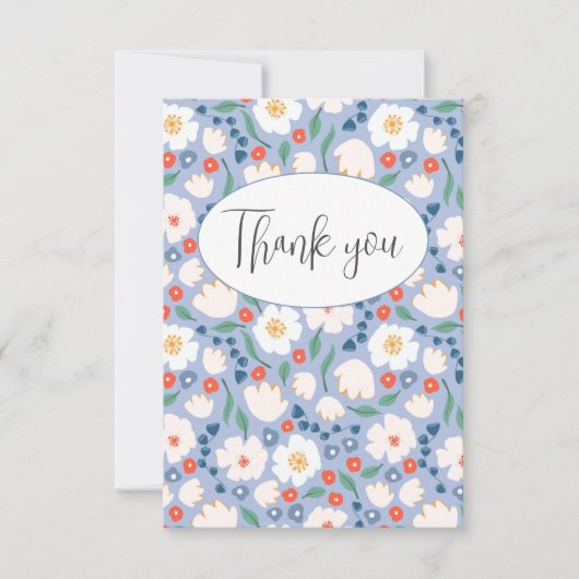 Aquarelle bleue Carte de remerciements plat (Devant)