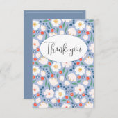 Aquarelle bleue Carte de remerciements plat (Devant / Derrière)