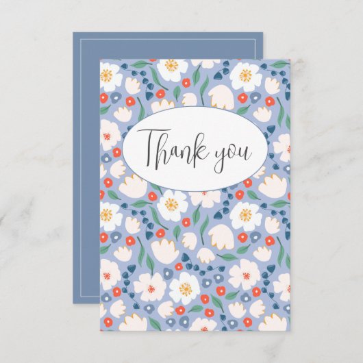 Aquarelle bleue Carte de remerciements plat (Devant / Derrière)