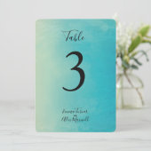 Aquarelle bleue | Cartes de numéros de table (Debout devant)