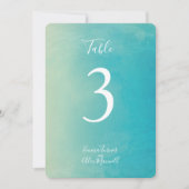 Aquarelle bleue | Cartes de numéros de table (Devant)