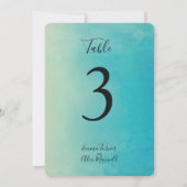 Aquarelle bleue | Cartes numéros de table (Dos)