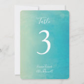 Aquarelle bleue | Cartes numéros de table (Dos)