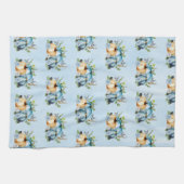 Aquarelle bleue Citrouille Automne Serviette de cu (Horizontal)