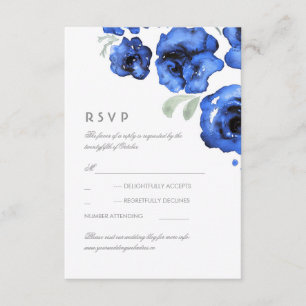 Aquarelle bleue de roses épousant la carte de RSVP