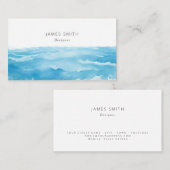 Aquarelle bleue design carte de visite abstrait (Devant / Derrière)