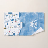Aquarelle bleue et blanche Santorin Grèce Monogram (Serviette à main)