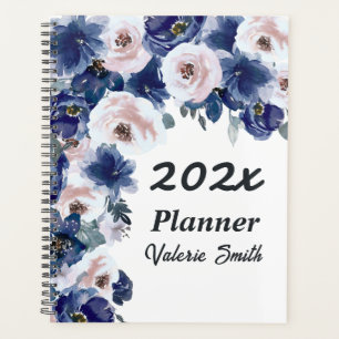 Aquarelle bleue et rose Floral d'hiver