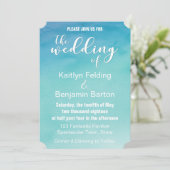 Aquarelle bleue et Turquoise Ombre Faire-part de m (Debout devant)