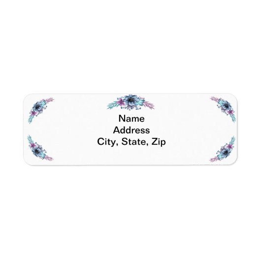 Aquarelle Bleue Et Violet Étiquettes de adresse Fl (Devant)