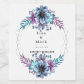 Aquarelle Bleue Et Violet Vins Floraux Étiquettes (Étiquettes simples)