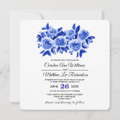 Aquarelle bleue Faire-part de mariage de design fl (Devant)