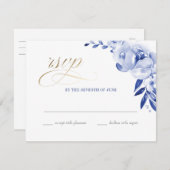 Aquarelle bleue Faux Foil Foil Carte postale RSVP (Devant / Derrière)