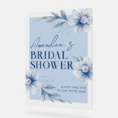 Aquarelle bleue Fête des mariées florale Bienvenue (Angle)
