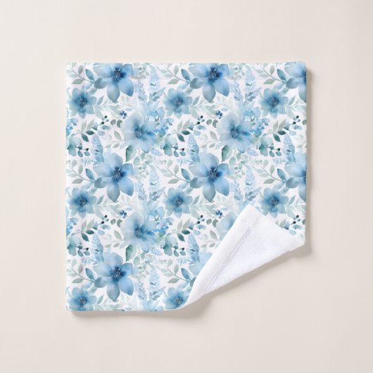 Aquarelle bleue Floral (Gant de toilette)