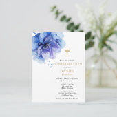 Aquarelle bleue Floral Confirmation Invitation (Debout devant)