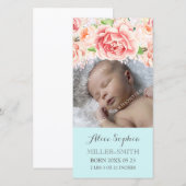 Aquarelle bleue Floral Lilac Faire-part de naissan (Devant / Derrière)