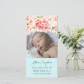 Aquarelle bleue Floral Lilac Faire-part de naissan (Debout devant)